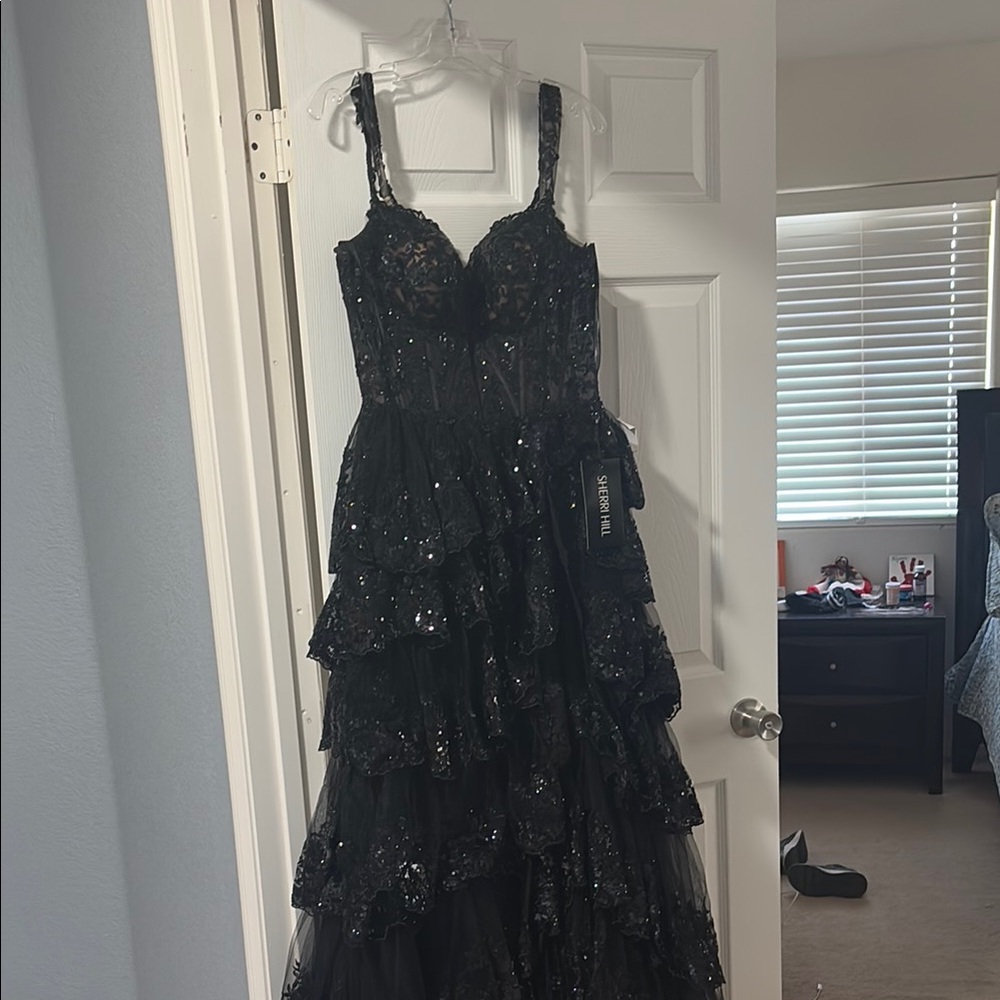 Sherri Hill Black Sequin Gown